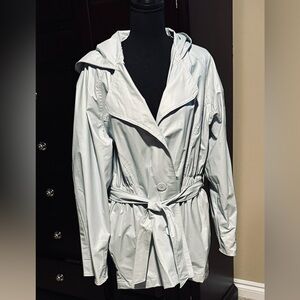 Totes Women's Silver Hooded Trench Coat
